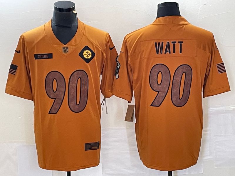 Men Pittsburgh Steelers #90 Watt brown Nike 2023 Salute To Service Limited NFL Jersey->pittsburgh steelers->NFL Jersey